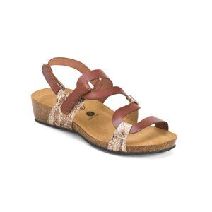 PLAKTON Camello Made In Spain Leather Nowcurvi Comfort Footbed Sandals